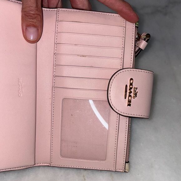 Coach Wallet Wristlet Floral Wildflower Saffiano Leather Phone Case Clutch Pink - Picture 15 of 16